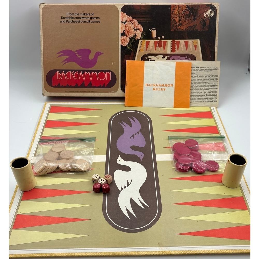 Vintage 1975 Backgammon Game by Selchow & Righter Co Complete